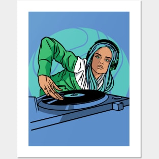 Female DJ Cartoon Posters and Art